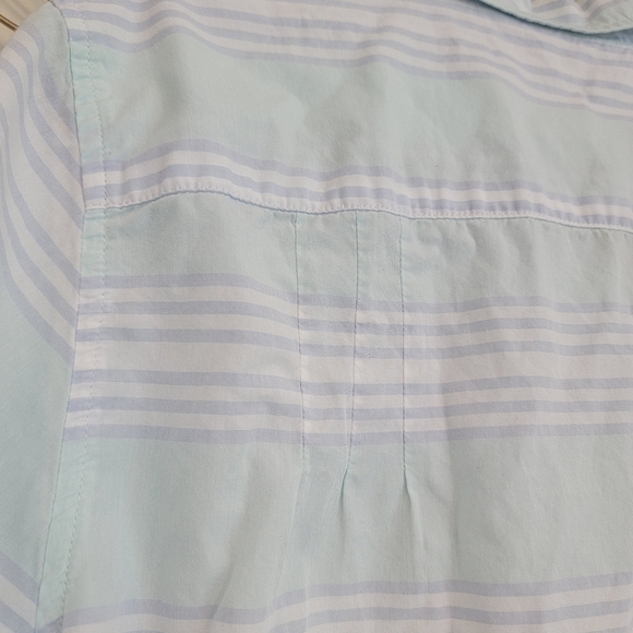 L.L. Bean Cotton Mint Green Light Blue Striped Button Down Shirt Size Large - Picture 8 of 10